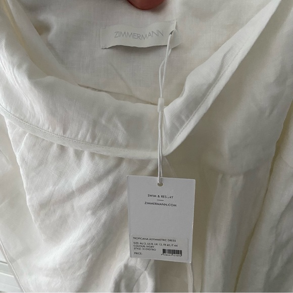 NWT Zimmermann Tropicana Asymmetric Dress in Ivory - Picture 9 of 9